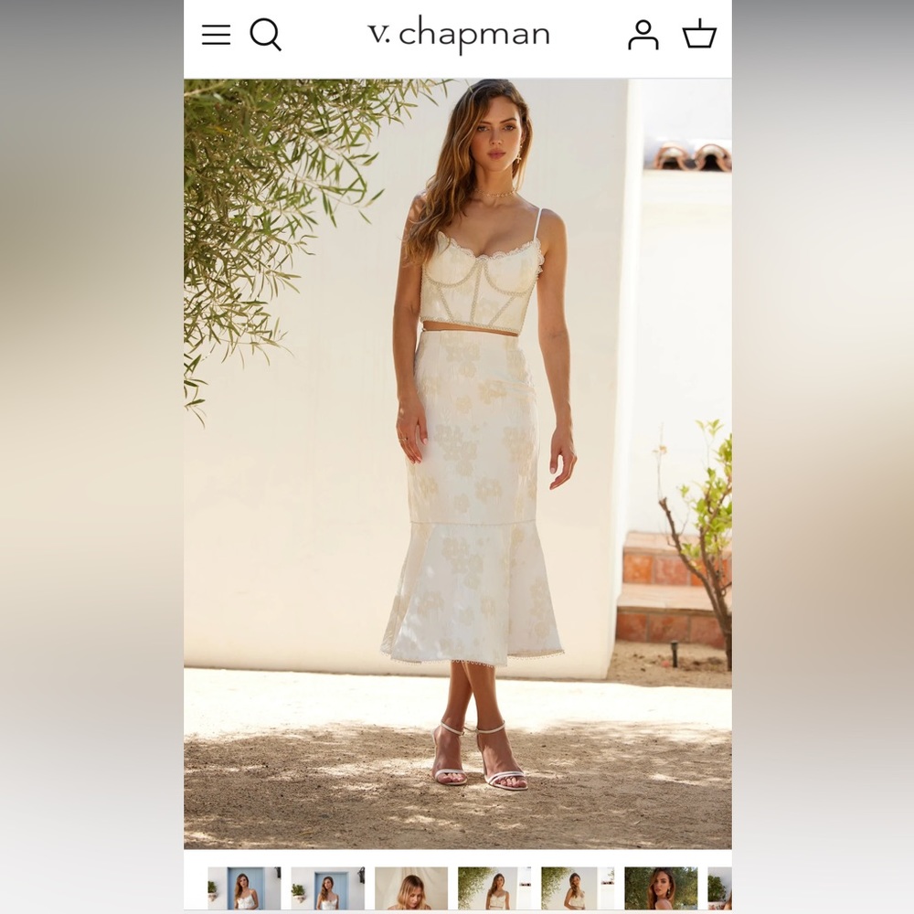 V. Chapman Cream top and skirt set - Picture 2 of 3